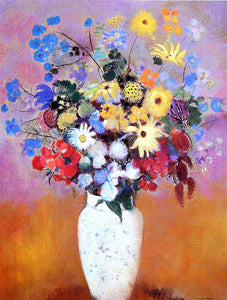  Odilon Redon White Vase with Flowers - Canvas Art Print
