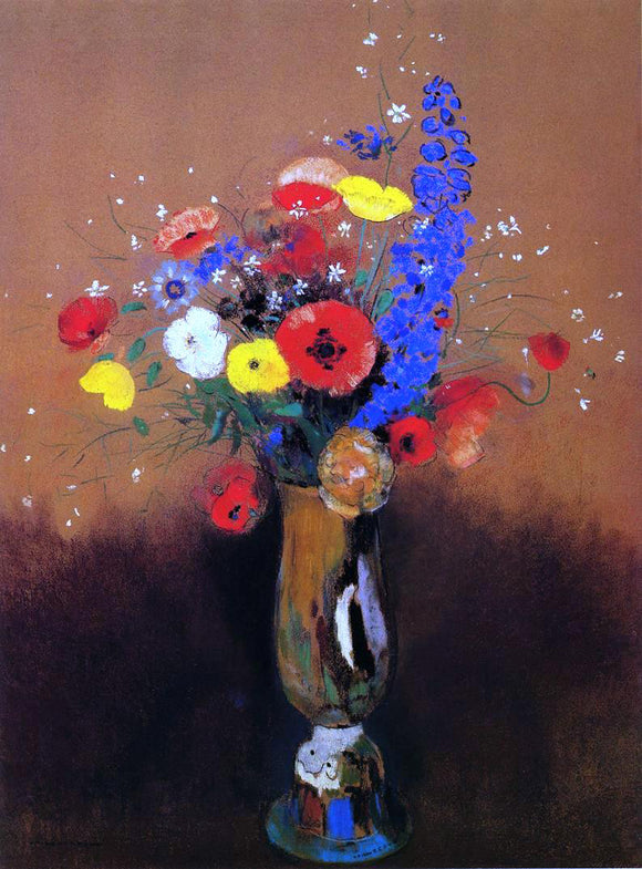  Odilon Redon Wild Flowers in a Long-Necked Vase - Canvas Art Print