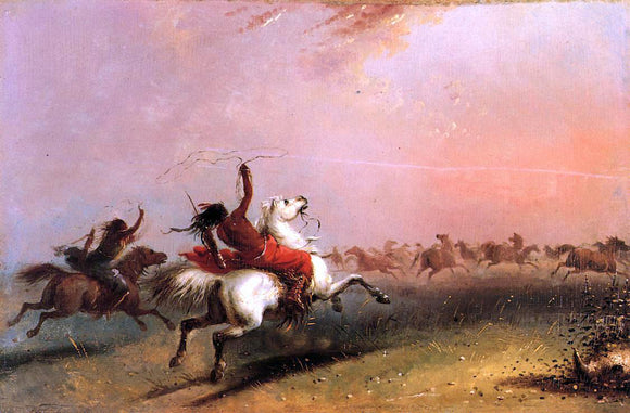  Alfred Jacob Miller Wild Horse Hunt - Canvas Art Print