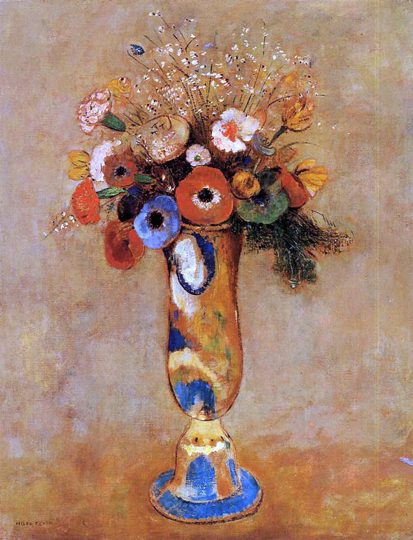  Odilon Redon Wildflowers in a Long Necked Vase - Canvas Art Print