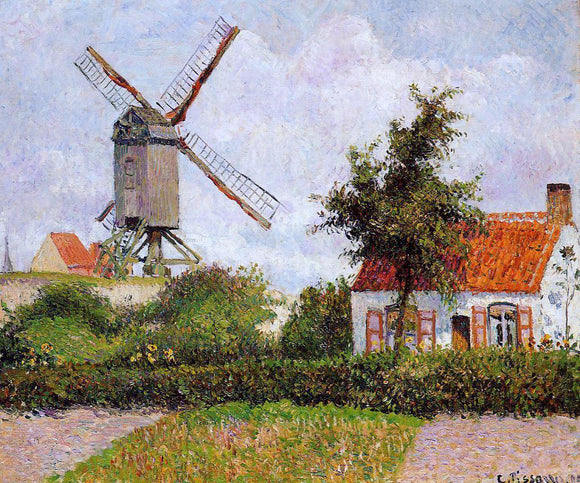  Camille Pissarro A Windmill at Knocke, Belgium - Canvas Art Print