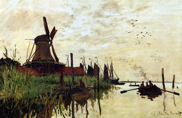  Claude Oscar Monet A Windmill at Zaandam - Canvas Art Print