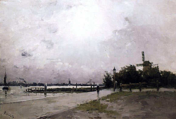  Frank Myers Boggs Windmill on the Coast, Holland - Canvas Art Print