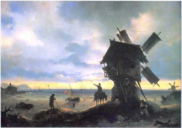  Ivan Constantinovich Aivazovsky Windmill on the Sea Coast - Canvas Art Print