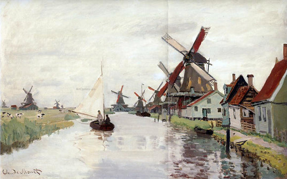  Claude Oscar Monet Windmills in Holland - Canvas Art Print