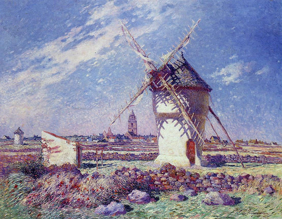 Ferdinand Du Puigaudeau Windmills near the Town of Batz - Canvas Art Print