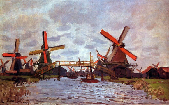  Claude Oscar Monet Windmills near Zaandam - Canvas Art Print