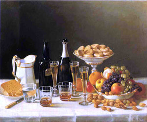  John F Francis Wine, Cheese and Fruit - Canvas Art Print