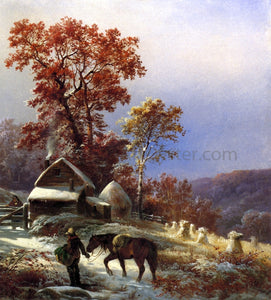  Edward Moran Winter at the Farm - Canvas Art Print