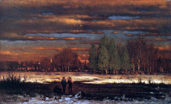  George Inness Winter Evening, Montclair - Canvas Art Print