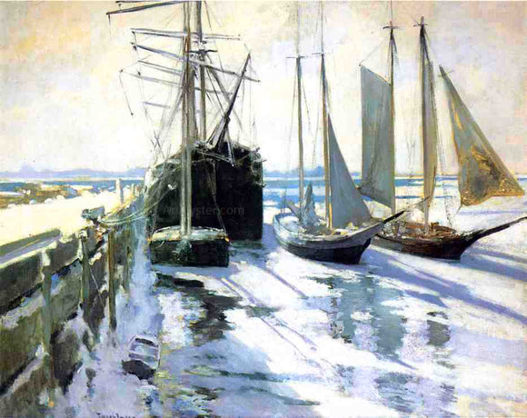  John Twachtman Winter, Gloucester Harbor - Canvas Art Print