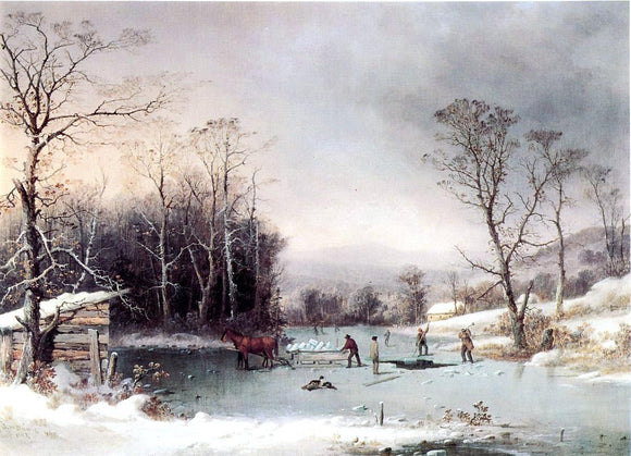  George Henry Durrie Winter in the Country, Getting Ice - Canvas Art Print