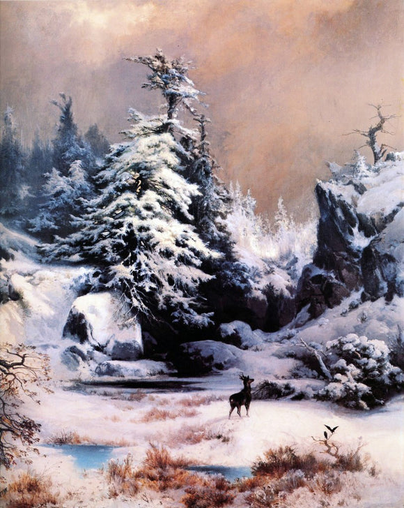  Thomas Moran Winter in the Rockies - Canvas Art Print