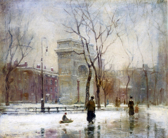 Paul Cornoyer A Winter in Washington Square - Canvas Art Print