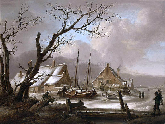  Jan Van Os Winter Landscape - Canvas Art Print