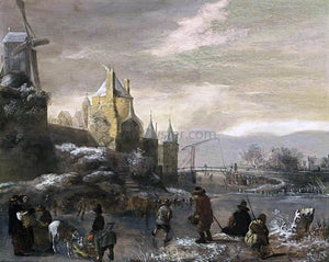  Klaes Molenaer Winter Landscape with Skaters - Canvas Art Print