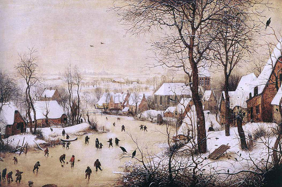  The Elder Pieter Bruegel Winter Landscape with Skaters and Bird Trap - Canvas Art Print