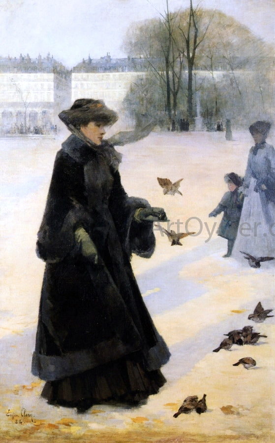  Jean Eugene Clary Winter Morning in the Tuileries Gardens, Paris - Canvas Art Print