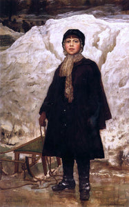  Eastman Johnson Winter, Portrait of a Child - Canvas Art Print