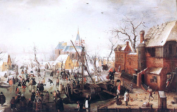  Hendrick Avercamp Winter Scene at Yselmuiden - Canvas Art Print
