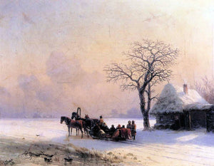 Ivan Constantinovich Aivazovsky Winter Scene in Little Russia - Canvas Art Print