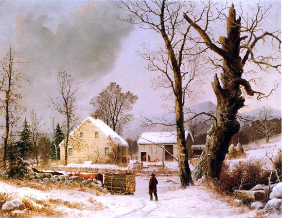  George Henry Durrie Winter Scene in New England - Canvas Art Print