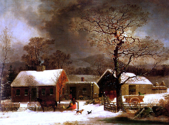  George Henry Durrie A Winter Scene in New Haven - Canvas Art Print