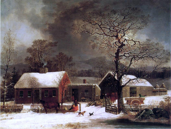  George Henry Durrie A Winter Scene in New Haven, Connecticut - Canvas Art Print