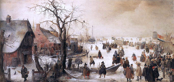  Hendrick Avercamp Winter Scene on a Canal - Canvas Art Print