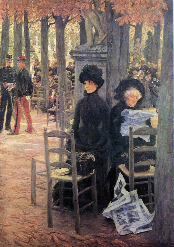  James Tissot Without a Dowry (also known as Sunday in the Luxembourg Gardens) - Canvas Art Print