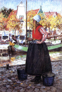  George Hitchcock Woman Along Canal - Canvas Art Print