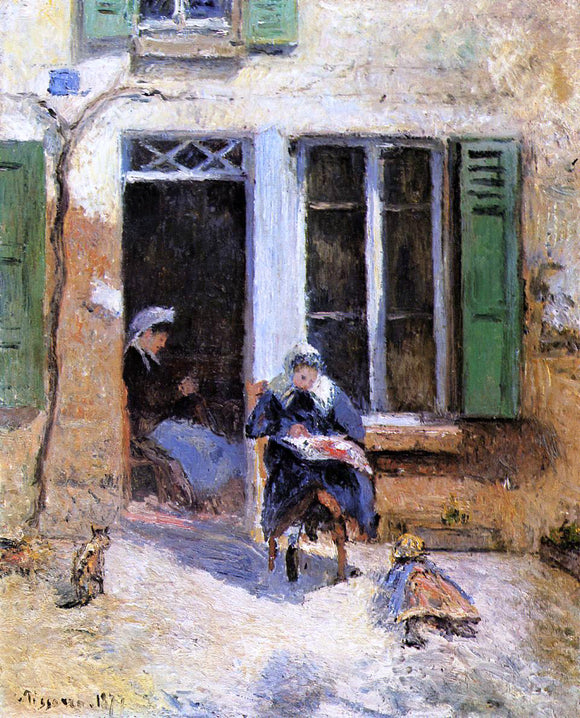  Camille Pissarro Woman and Child Doing Needlework - Canvas Art Print