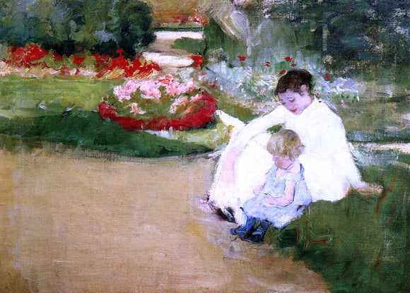  Mary Cassatt Woman and Child Seated in a Garden - Canvas Art Print