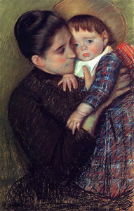  Mary Cassatt Woman and Her Child (also known as Helene de Septeuil) - Canvas Art Print
