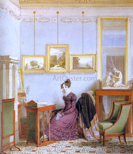  Johann Ender Woman at her Writing Desk - Canvas Art Print