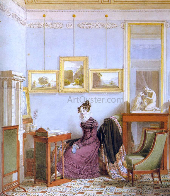  Johann Ender Woman at her Writing Desk - Canvas Art Print