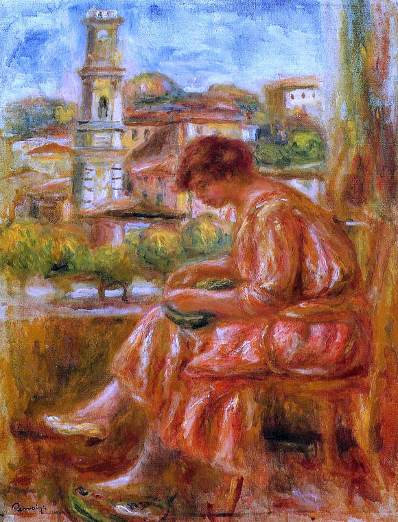  Pierre Auguste Renoir Woman at the Window with a View of Nice - Canvas Art Print