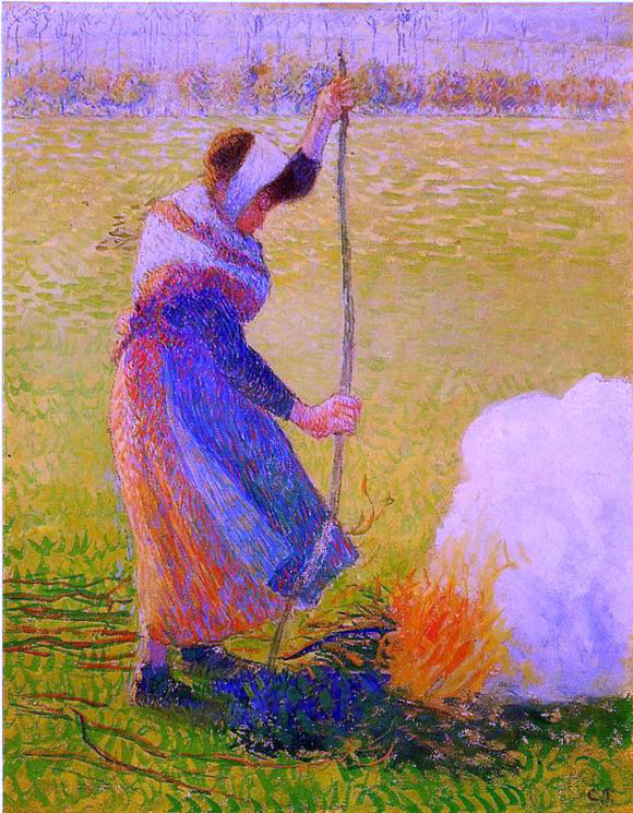  Camille Pissarro Woman Burning Wood - Canvas Art Print