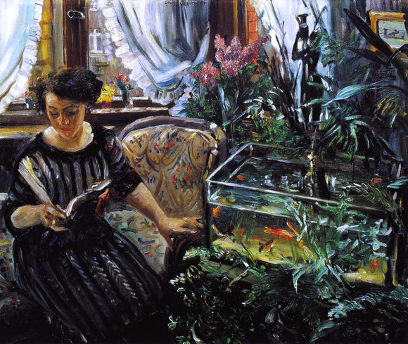  Lovis Corinth Woman by a Goldfish Tank - Canvas Art Print