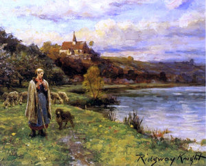  Daniel Ridgway Knight Woman by the Water - Canvas Art Print