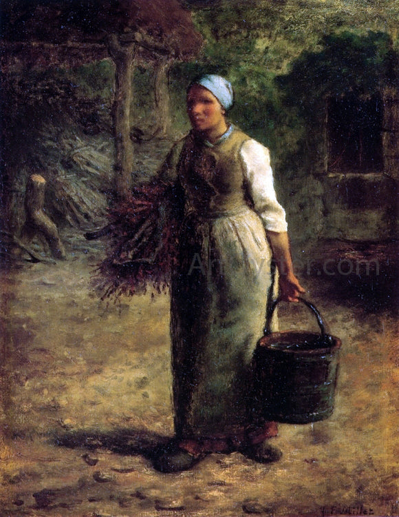 Jean-Francois Millet Woman Carrying Firewood and a Pail - Canvas Art Print