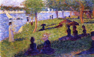 Georges Seurat Woman Fishing and Seated Figures - Canvas Art Print