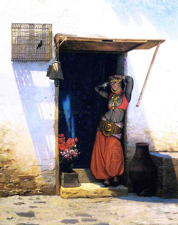  Jean-Leon Gerome Woman from Cairo at Her Door - Canvas Art Print