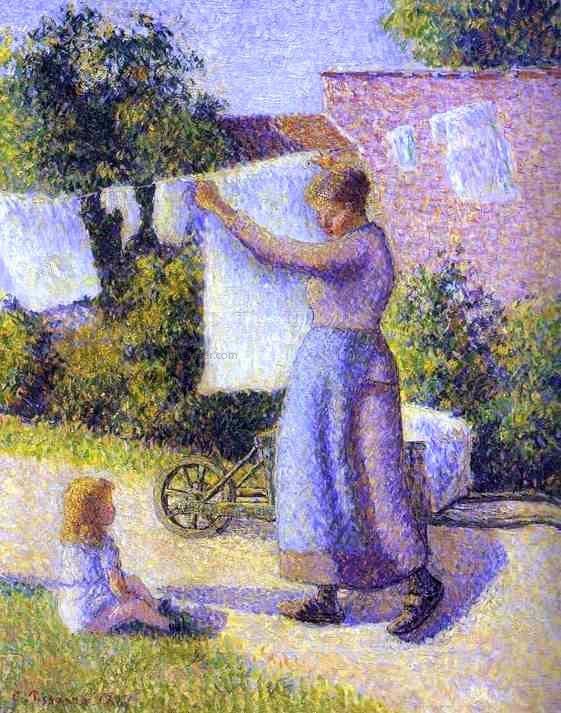  Camille Pissarro Woman Hanging Laundry - Canvas Art Print