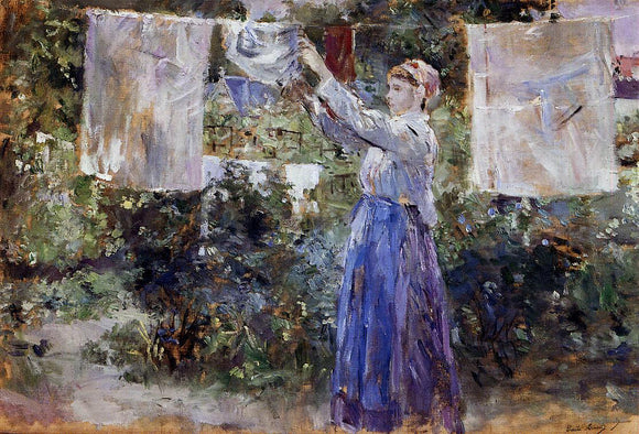  Berthe Morisot A Woman Hanging out the Wash - Canvas Art Print