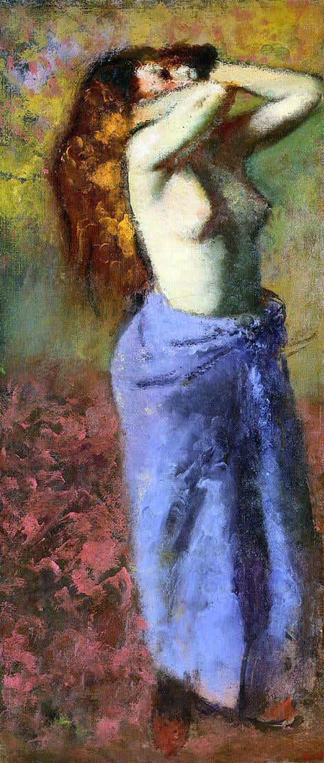  Edgar Degas Woman in a Blue Dressing Gown, Torso Exposed - Canvas Art Print