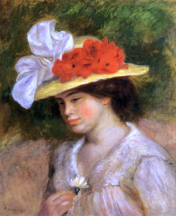  Pierre Auguste Renoir Woman in a Flowered Hat - Canvas Art Print