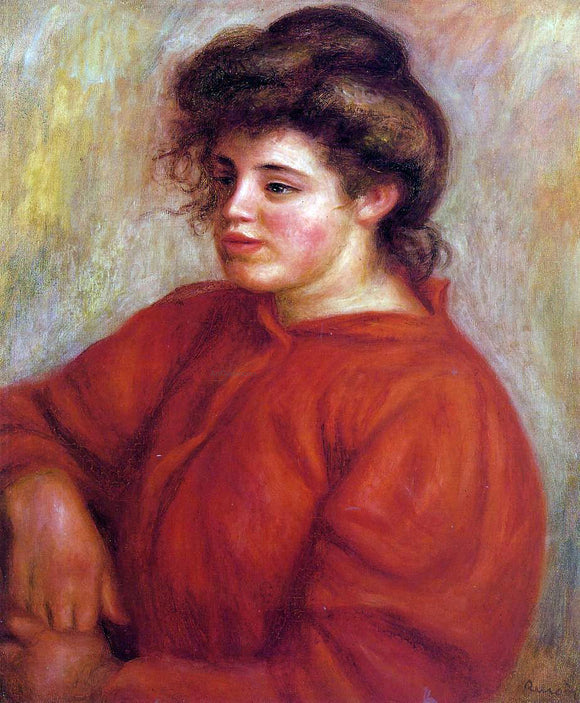  Pierre Auguste Renoir Woman in a Red Blouse - Canvas Art Print
