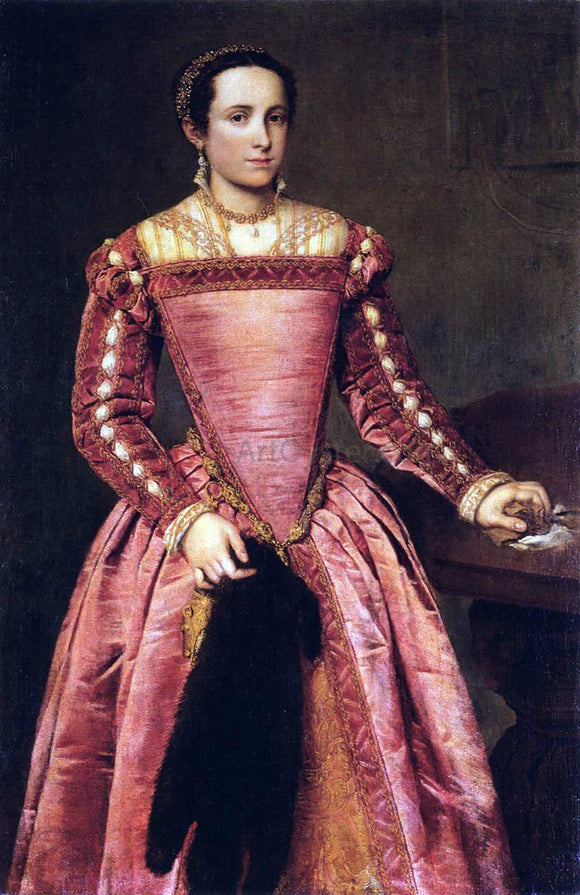  Giovanni Battista Moroni Woman in a Red Dress - Canvas Art Print