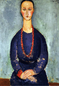  Amedeo Modigliani Woman in a Red Necklace - Canvas Art Print